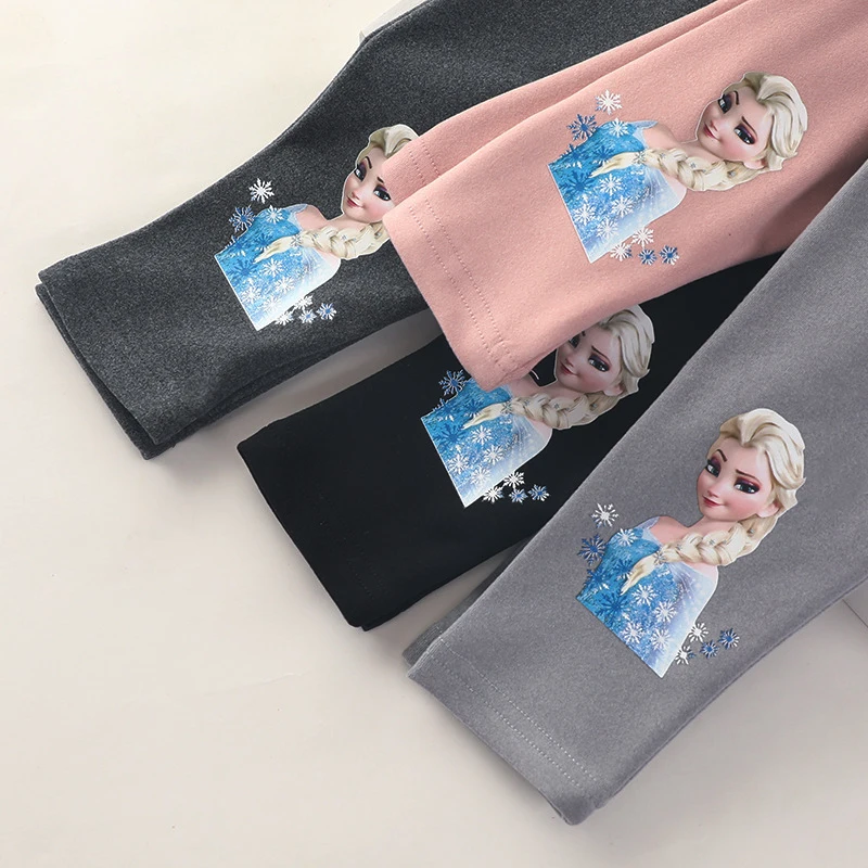 Disney New Girls Pants Cotton for Children Frozen Elsa Spring Autumn Baby Girl Pink Blue Trouser Lace Kids Legging Fashion 2-9Y