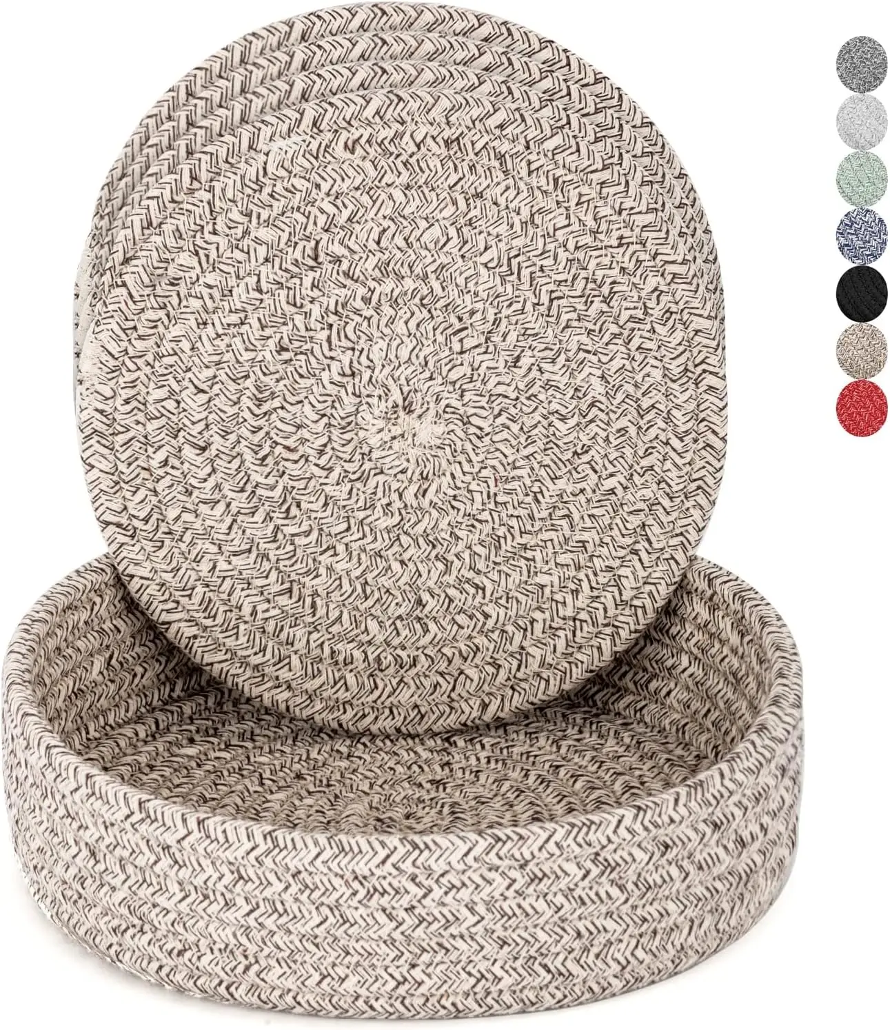 

Trivets for Hot Dishes, Pots & Pans, Hot Pads with Storage Basket, Heat Resistant Mat, Farmhouse Decor (Brown, 4 PCS)