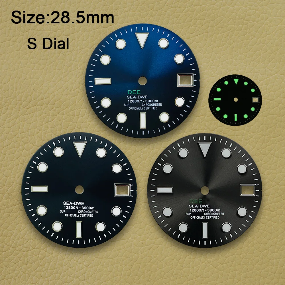28.5mm S Dial SUB Gradient Diver's Dial Suitable For NH35/NH36 Movement Green Luminous Watch Modification Accessories