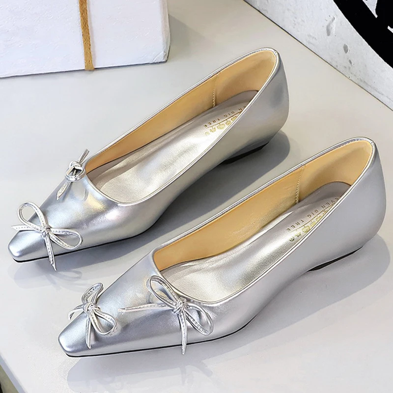 

BIGTREE Туфли с острым носком Туфли на низком каблуке женские Туфли-лодочки на танкетке с бантом на низком каблуке элегантные банкетные туфли Женская обувь на каблуке «котенок»