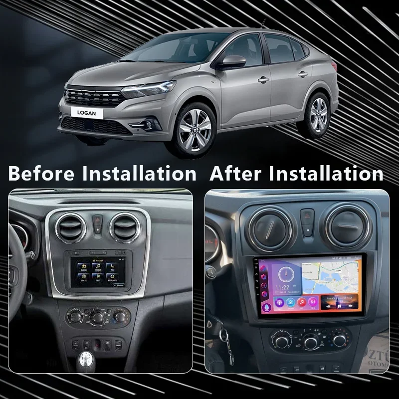 QSZN For Renault Sandero Logan 2 2014 - 2019 2K QLED Android 13 Car Radio Multimedia Video Player GPS AI Voice CarPlay 4G Stereo