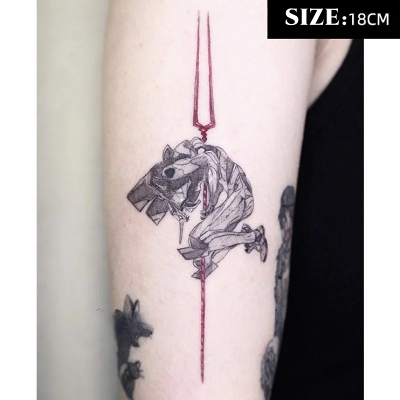 Anime Spear of Longinus Temporary Tattoos Cartoon Waterproof Fake Tattoo Sticker Body Art Transfer Tattoo for Woman Men Arm Hand