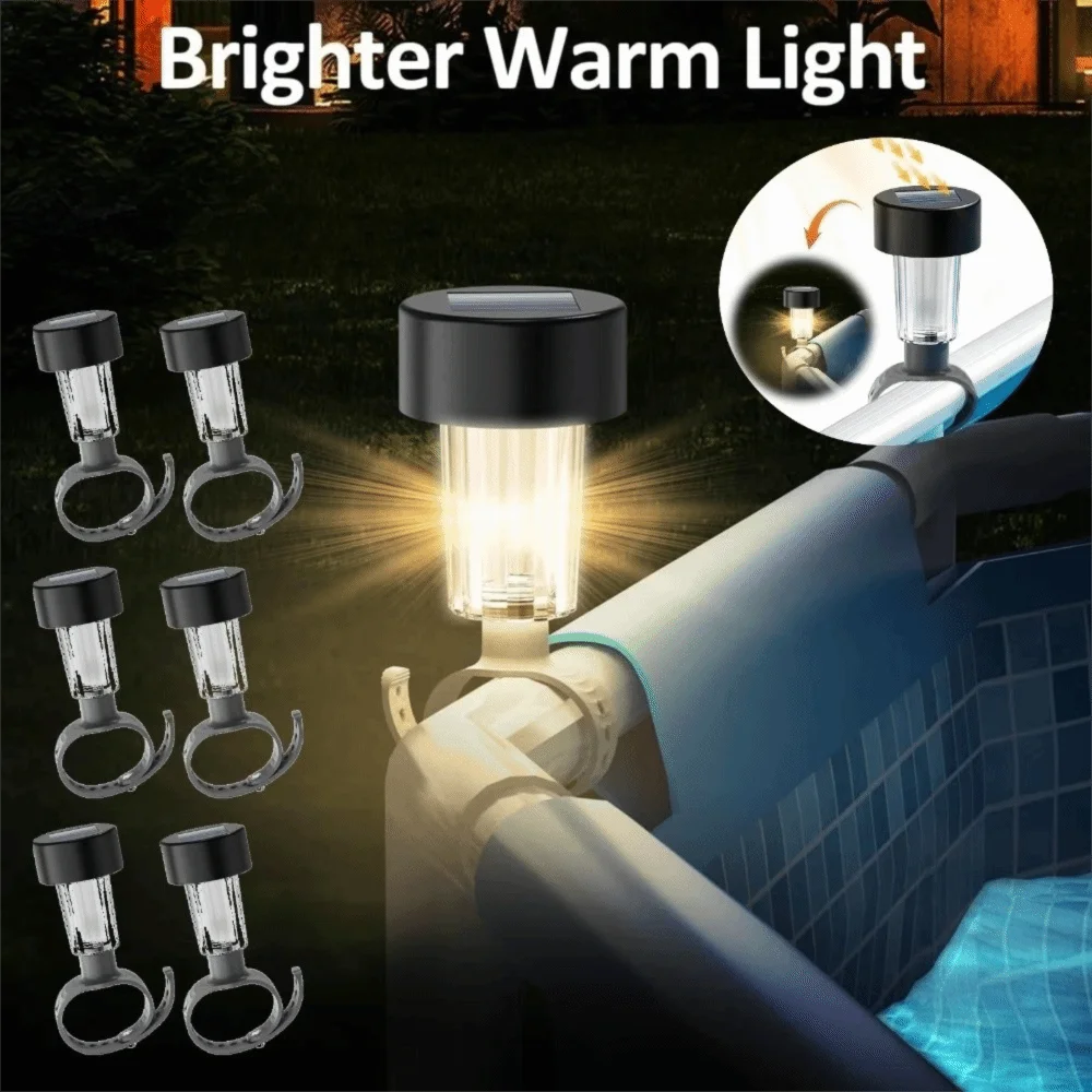 6pcs Waterproof Solar Pool Light Solar Powered LED Pool Fence Light Swimming Pool Light Ground Installation