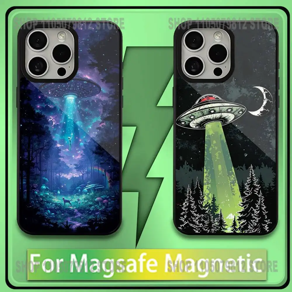 

Funny Space UFO Alien Thing Phone Case For iPhone17,16,15,14,13,12,11,Plus,Pro,Max,Mini Soft Magesafe Magnetic Wireless Charge