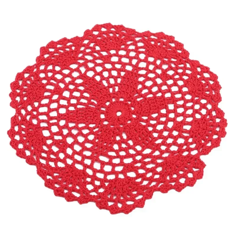 Hot Round Placemat Cup Coaster Mug Kitchen Christmas Table Place Mat Cloth Lace Crochet Tea Coffee Pan Doily Handmade Pad