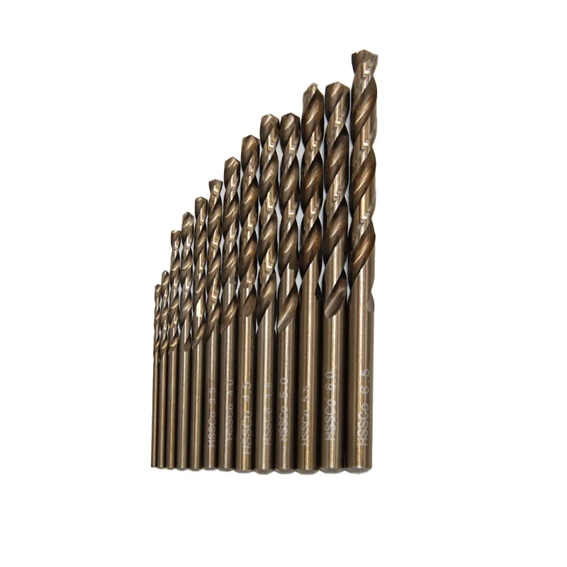 HSS baked yellow twist drill hand electric drill full grind straight handle metal drill bit woodwork drilling accessory tool set