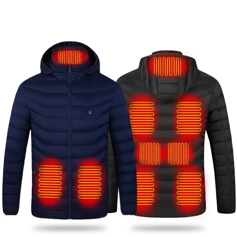 9 Areas Heating Jacket for Men Women Winter USB Electric Heating Parka Smart Heating Clothes Waterproof Warm Hooded Jackets