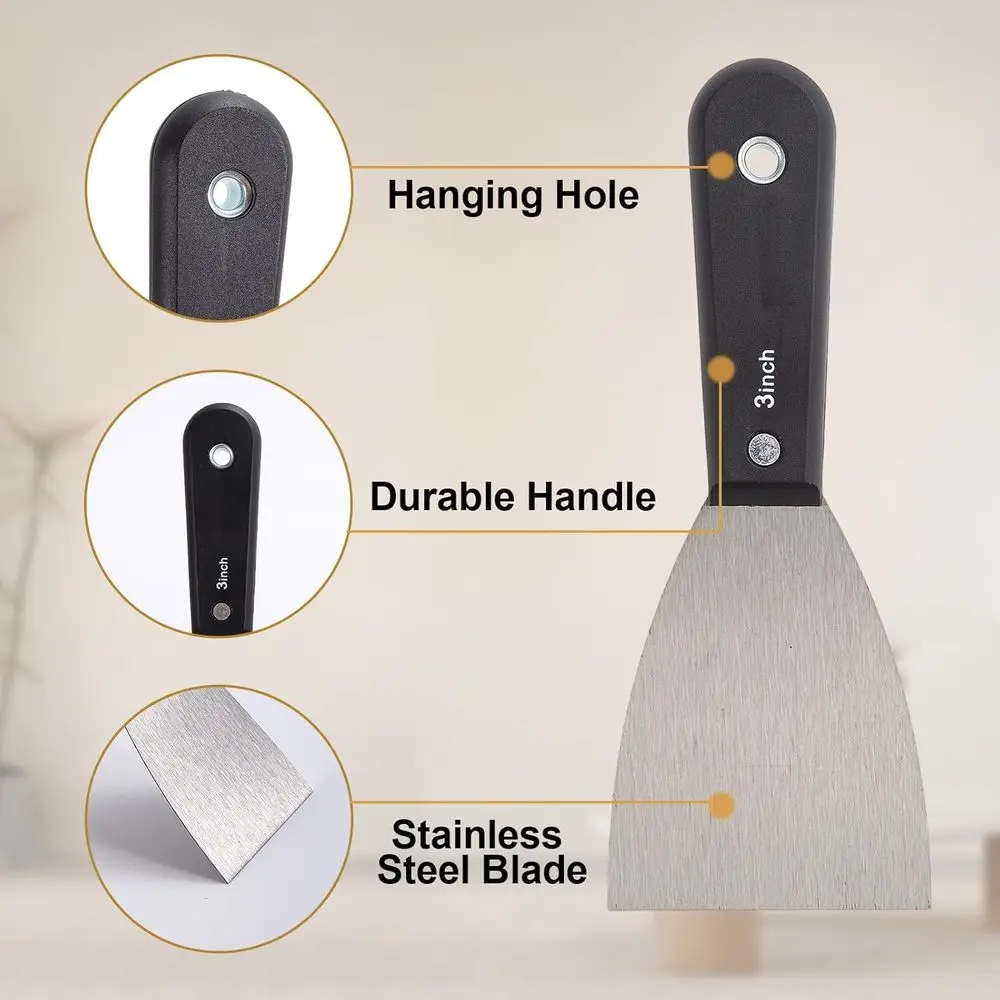 7 PCS Drywall Tools,Putty Knife,Paint Scraper Tool with Storage Bag,Stainless Steel Putty Knife Set,Drywall Scraper Spackle Tapi