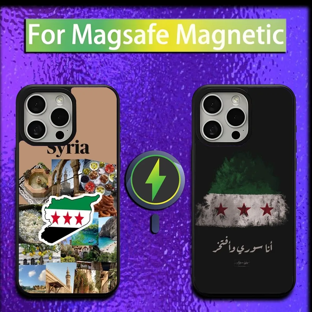 Syria S-Syrian Revolution Flag Phone Case For iPhone 16,15,14,13,12,11,Plus,Pro,Max,Mini Magsafe Magnetic Wireless Charging