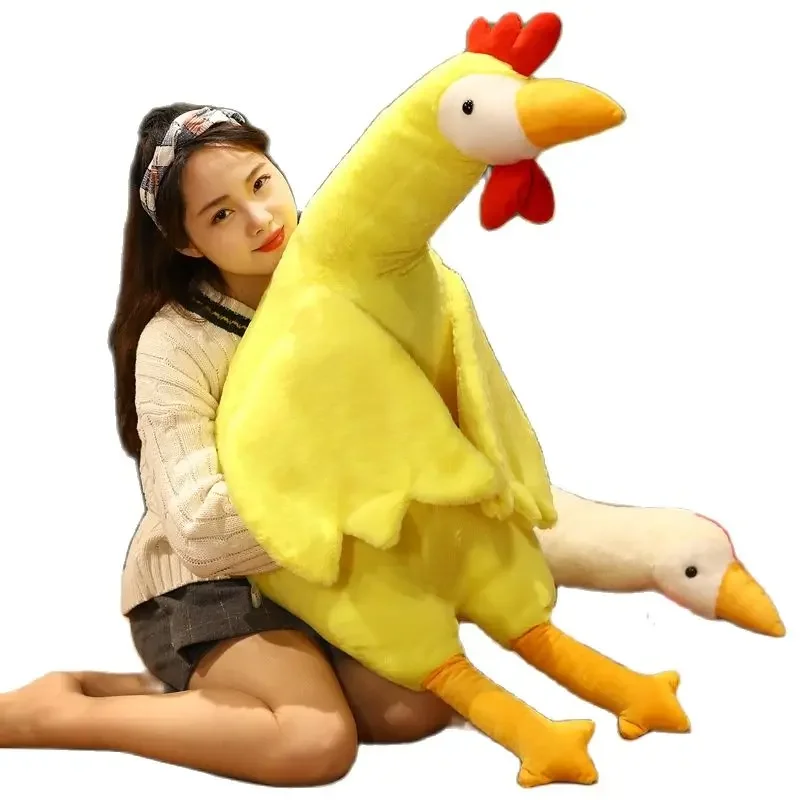 Gigante 50-135cm galo fofo brinquedos de pelúcia travesseiro de dormir bonito animal de pelúcia cisne frango bonecas tapete crianças meninas presente de aniversário