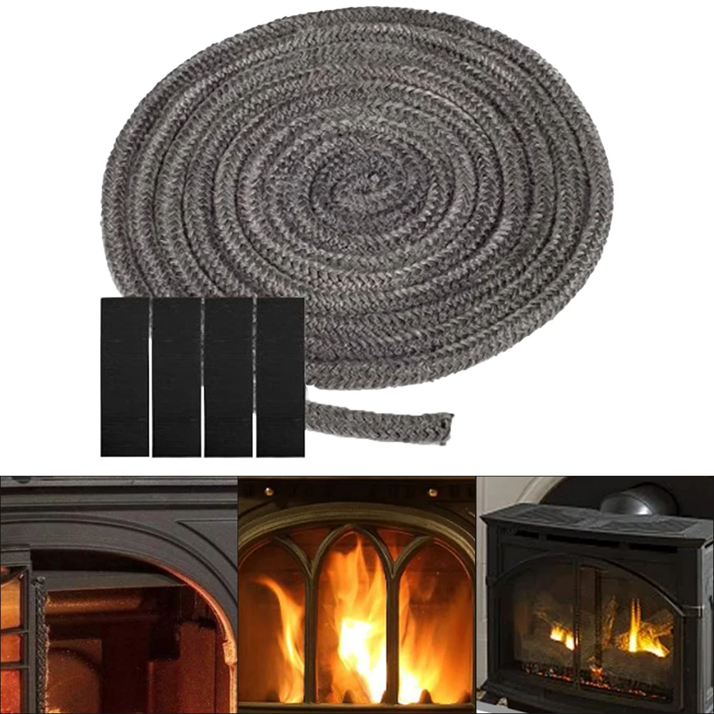 Fiberglass Stove Rope Seal Kit 6mm 8mm 10mm With End Tape For Fireplace Door Gasket High Temperature Sealing Cord