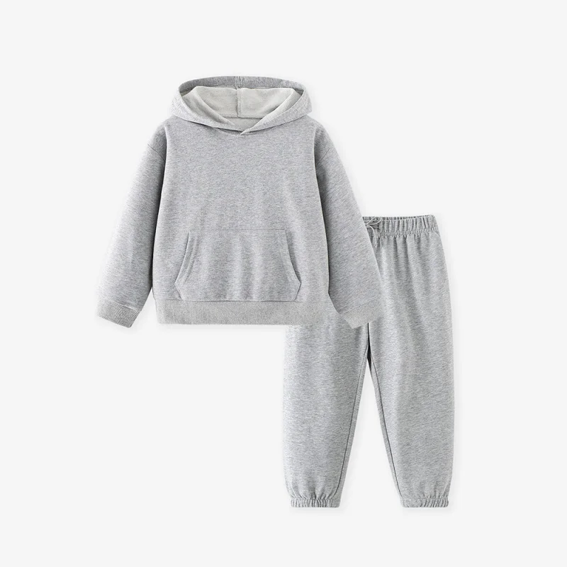 2025Kinder-Hoodie- und Jogginghose-Set für Herbst und Winter, einfarbiges Basic-Zweiteiler-Set, auf Lager für Direktlieferung