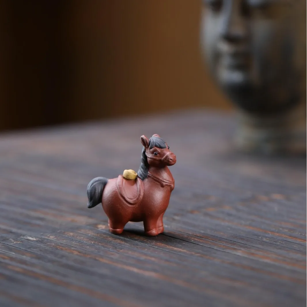Yixing Pet Purple Clay Zodiac Set Sculpture Ornament Horse Get Rich Quickly Play Tea Table Decoration Can Be Cultivated
