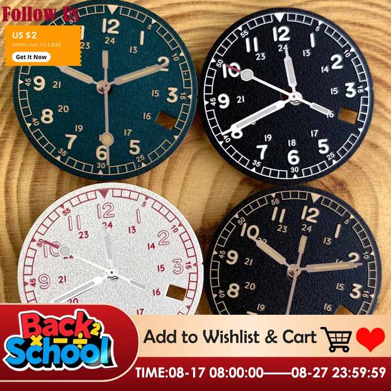 

for NH35 NH36 NH38 NH70 NH72 Automatic Movement 29mm Pilot Style Watch Dial Face 3.8 Date Texture Dials Luminous Lollipop Hands
