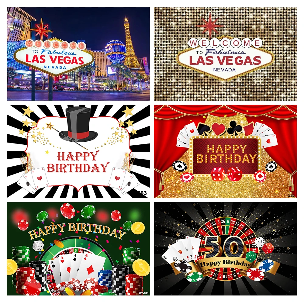 

Casino Backdrop Las Vegas Night Poker Red Curtain Gold Glitter Birthday Party Photography Background Photo Booth Studio Decor