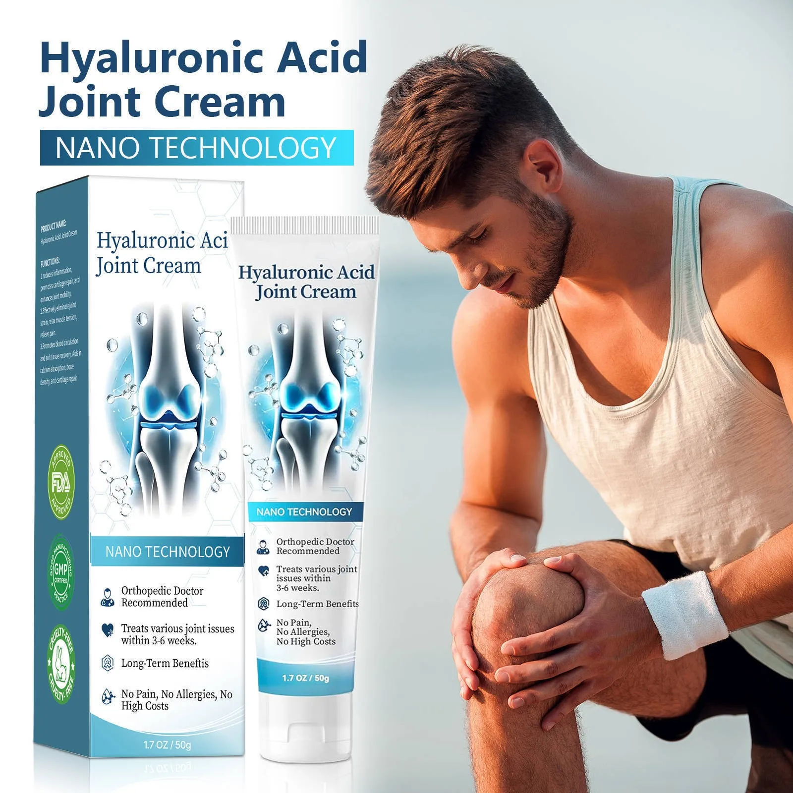 Hyaluronic Acid Joint Cream, Hyaluronic Acid Joint Massage Cream, Advanced Joint And Bone Care Cream For Back, Neck, Hands