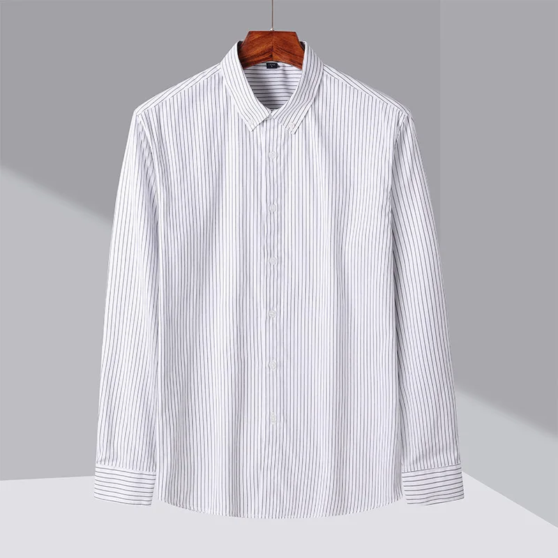 2024 Spring/Autumn Trendy Handsome Striped Shirt, Business Versatile, Casual, Anti Wrinkle and Combination Youth Collar Shirt