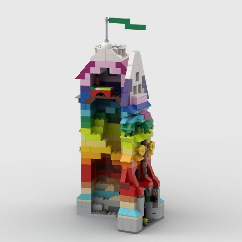 منتج جديد رائع MOC بنة عرض الشارع نموذج برج قوس قزح تكنولوجيا وحدات لعبة أطفال مجموعة تجميع ذاتية الصنع