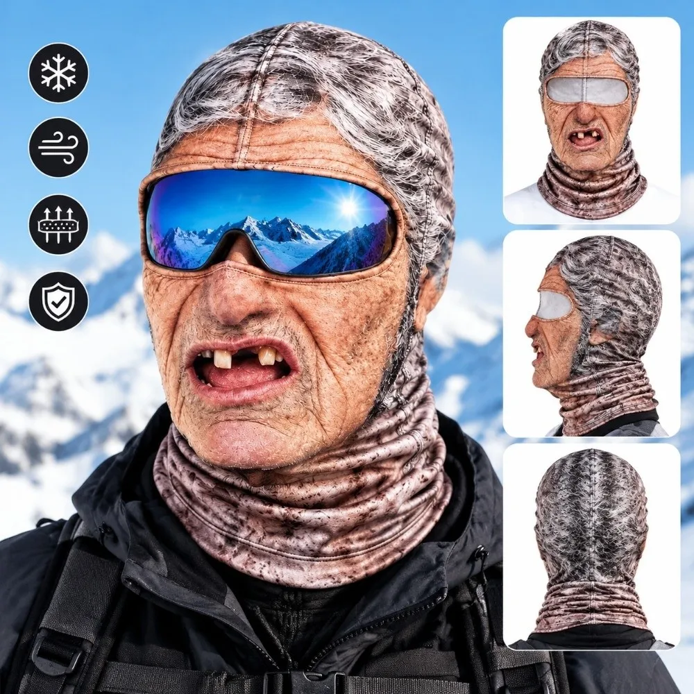 3D Printed Face Neck Gaiter Dralon Material Windproof Design Full Face Balaclava Unisex Warm Fabric Novelty Face Cover