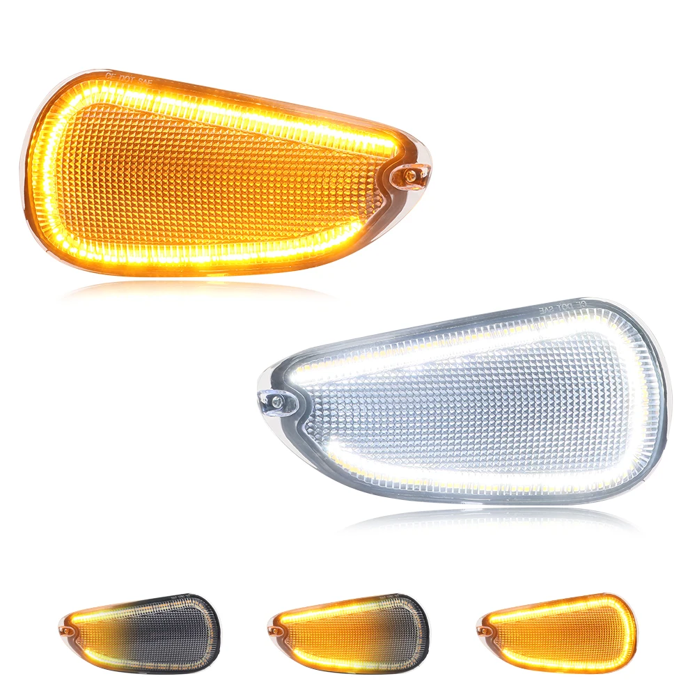 

2X Front Bumper Parking Light Side Marker Turn Signal Light DRL Light W/ LED For 1991 1992 1993 Dodge Stealth/Mitsubishi 3000GT