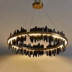 Post-modern light luxury living room chandelier round ring metal simple modern dining room lamp creative designer bedroom lamp