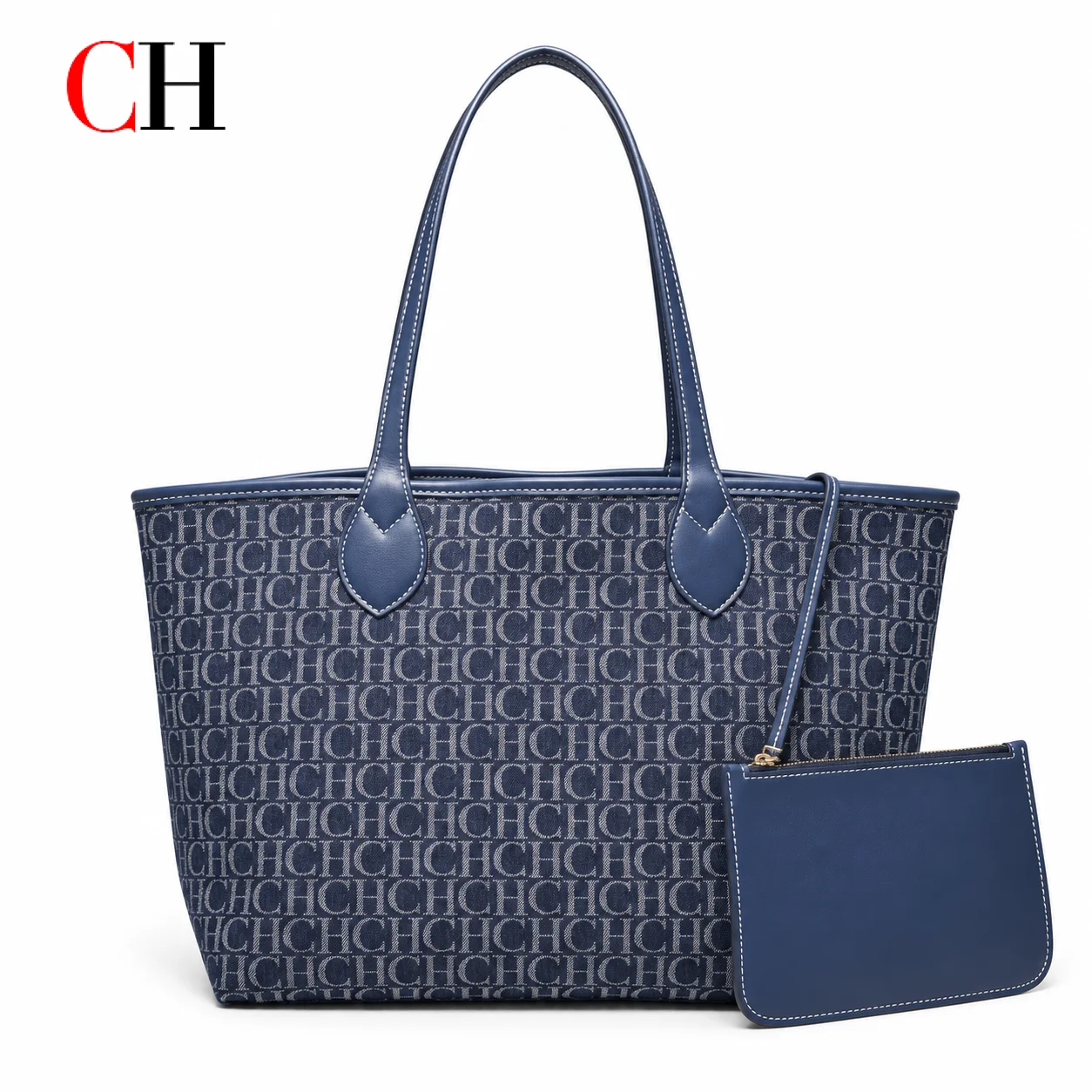 ch-women-2-in-1-reversible-tote-bag-double-sided-monogram-and-solid-color-shoulder-handbag-large-capacity-shopper-bag-with-pouch