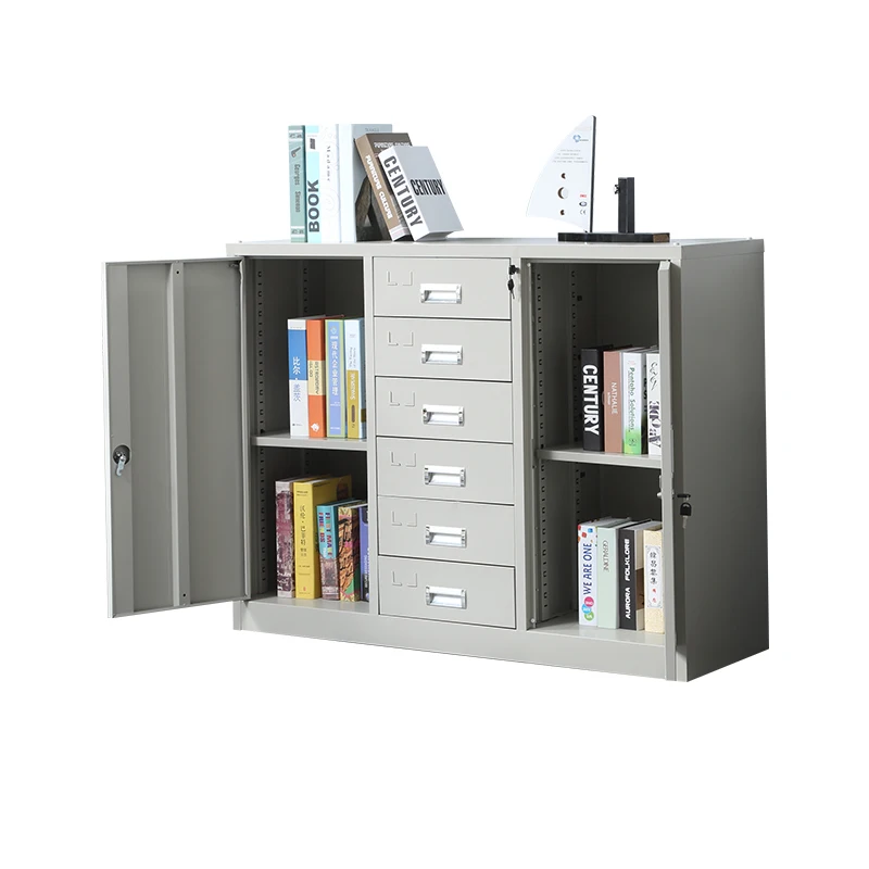 

Office Multifunction Vertical 6 drawers 2 Door Office Storage Lockable Metal Steel File Cabinet