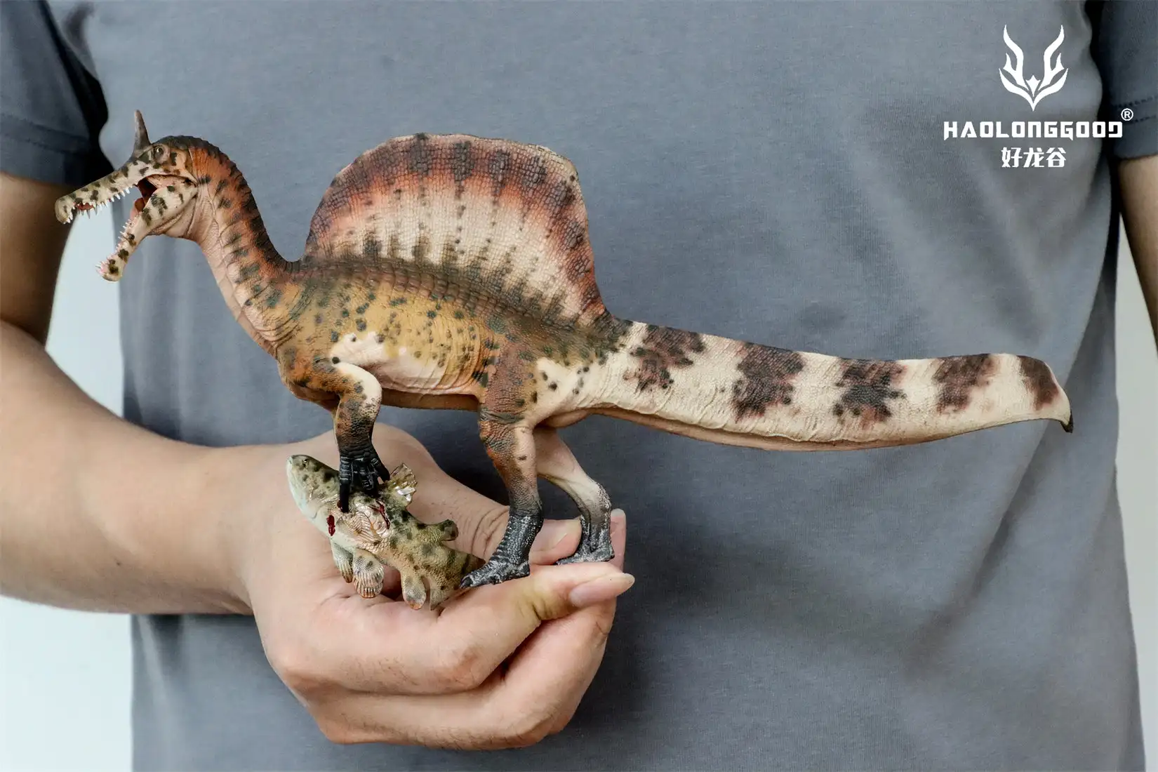 HAOLONGGOOD 1:35 Schaal Spinosaurus Mirabilis Model Dinosaurus Dier Collectible Handwerk Scène Decoratie Verjaardagscadeau