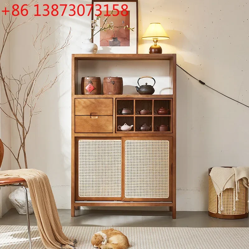

Solid wood wabi-sabi wind bogu frame Duobao Pavilion tea room rack tea set display cabinet living room partition tea cup ornamen