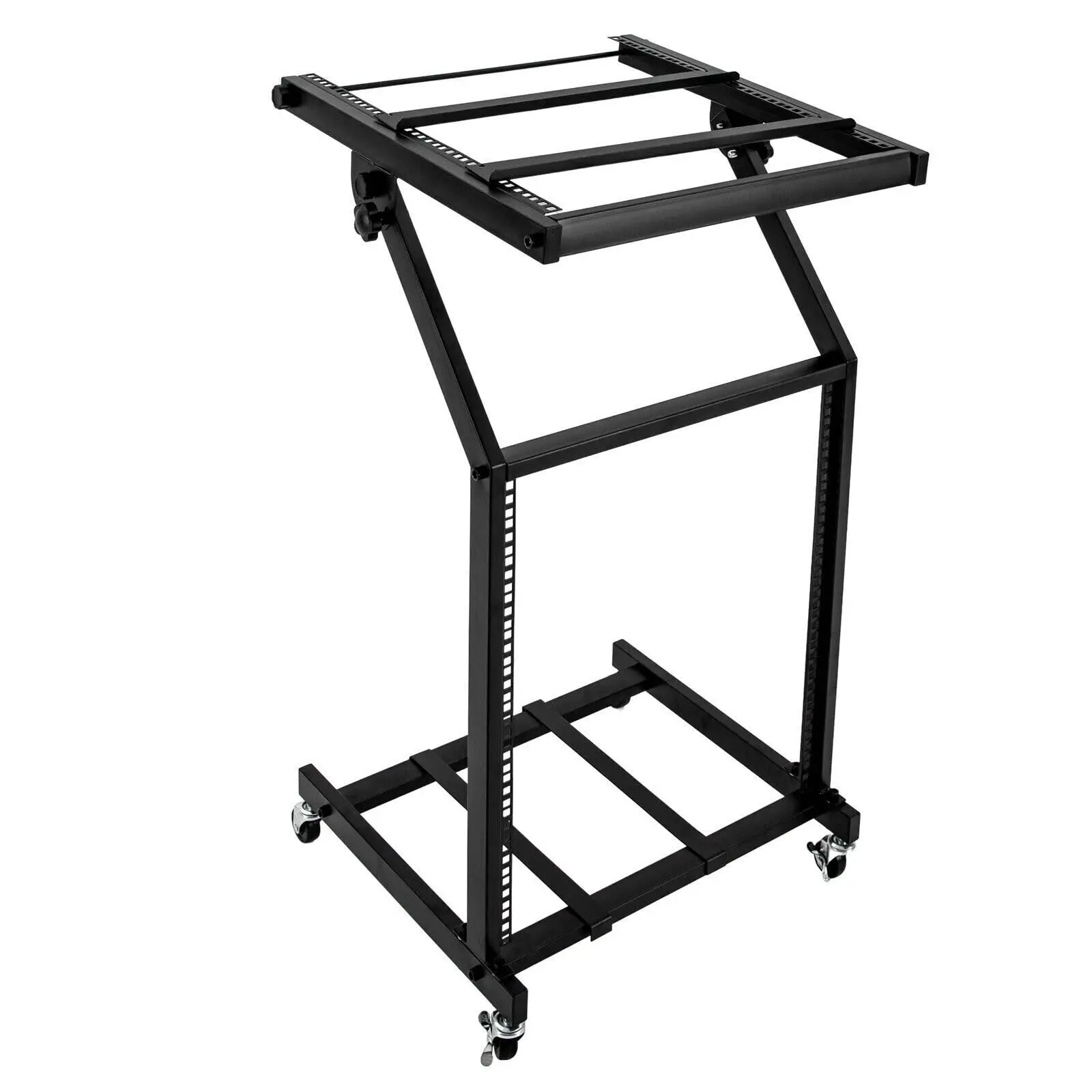 

9U/12U/16U DJ Mixer Stand Adjustable Rack, Rack Mount Mixer Case Stand Studio Equipment Cart Stage Amp DJ Rolling (12U)