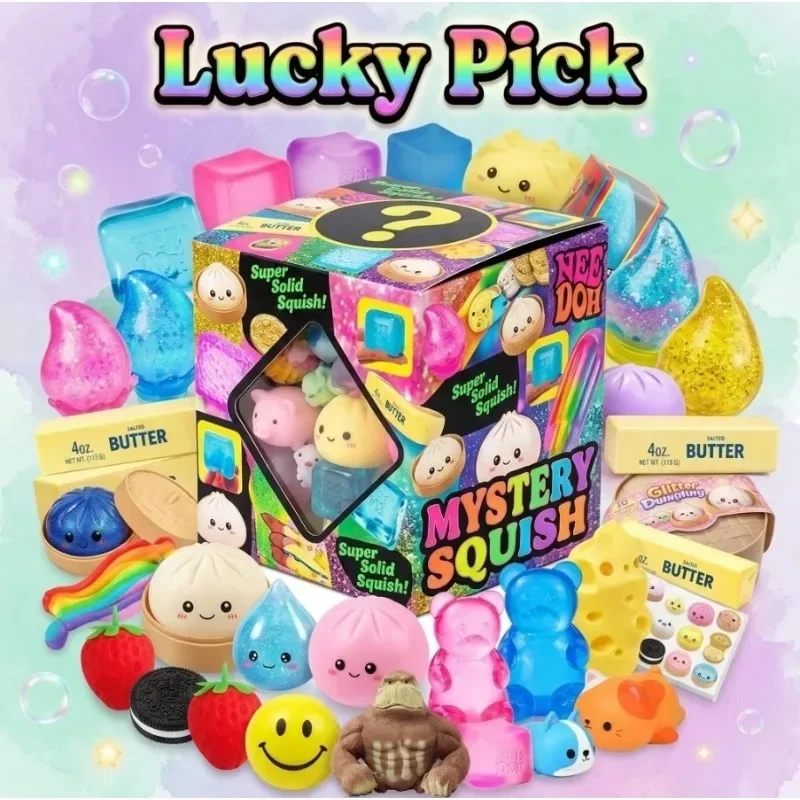 1PC Simple Lucky Squishy Mystery Box – 3 Random Draws – Independent Odds Squeeze Toy Set
