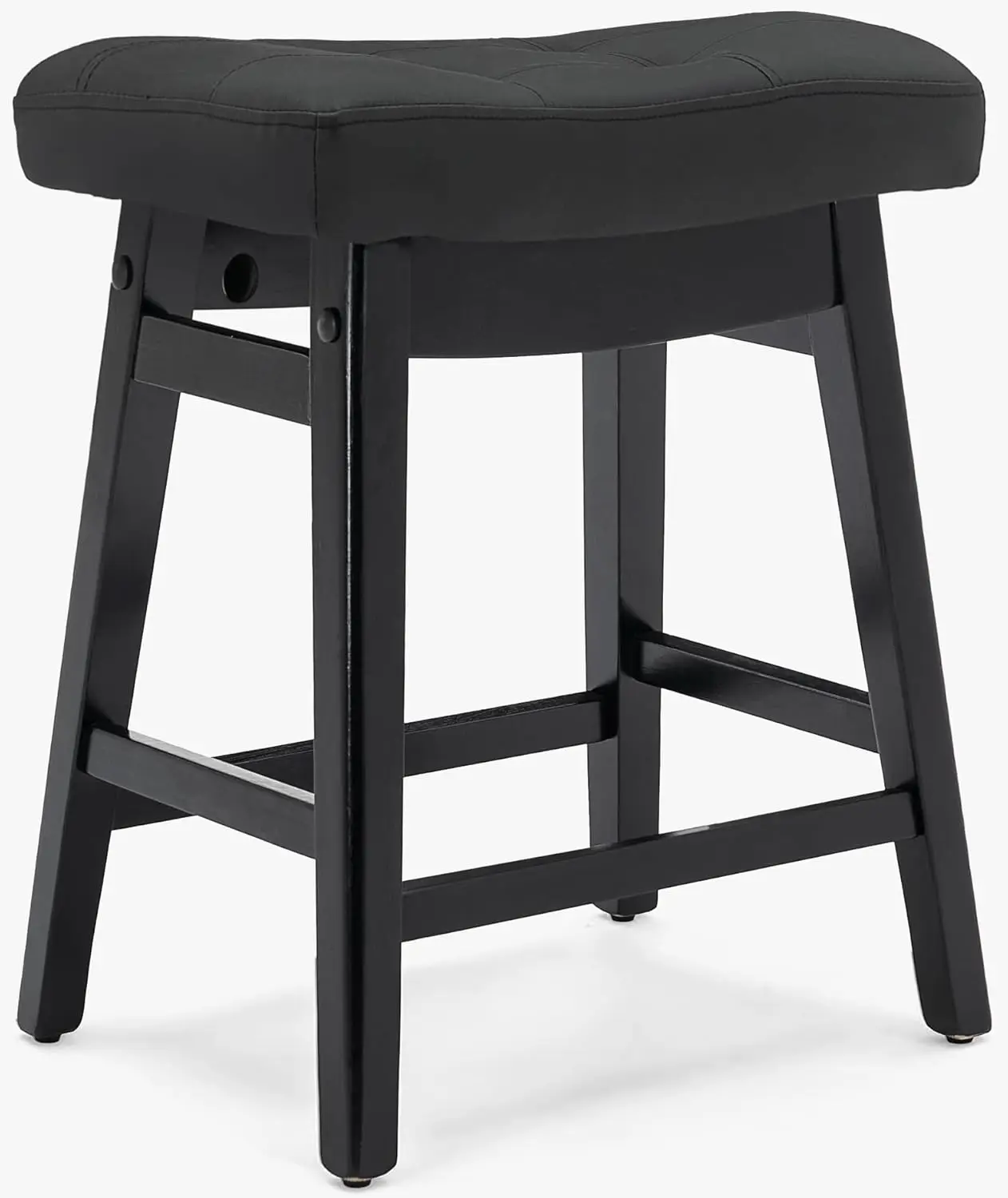 

Counter Height Black Bar Stool for Kitchen Counter Modern Backless Barstool with Upholstered Faux Leather Seat and Soli