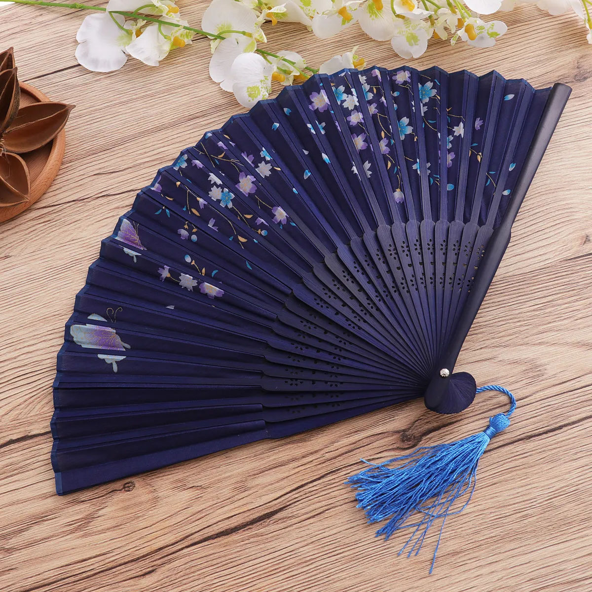 Silk Folding Fan Handheld Elegant Chinese Style Dance Fan for Women Portable Compact Lightweight Summer Wedding