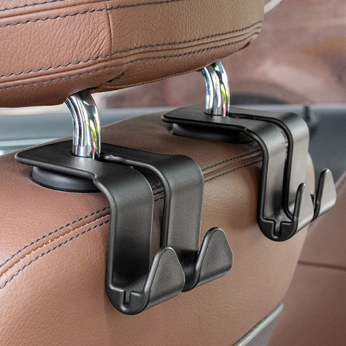 Fonken Car Headrest Hanger Hook Multifunction Seat Back Phone Holder Handbag Purse Hanger Fastener Clip Interior Accessories