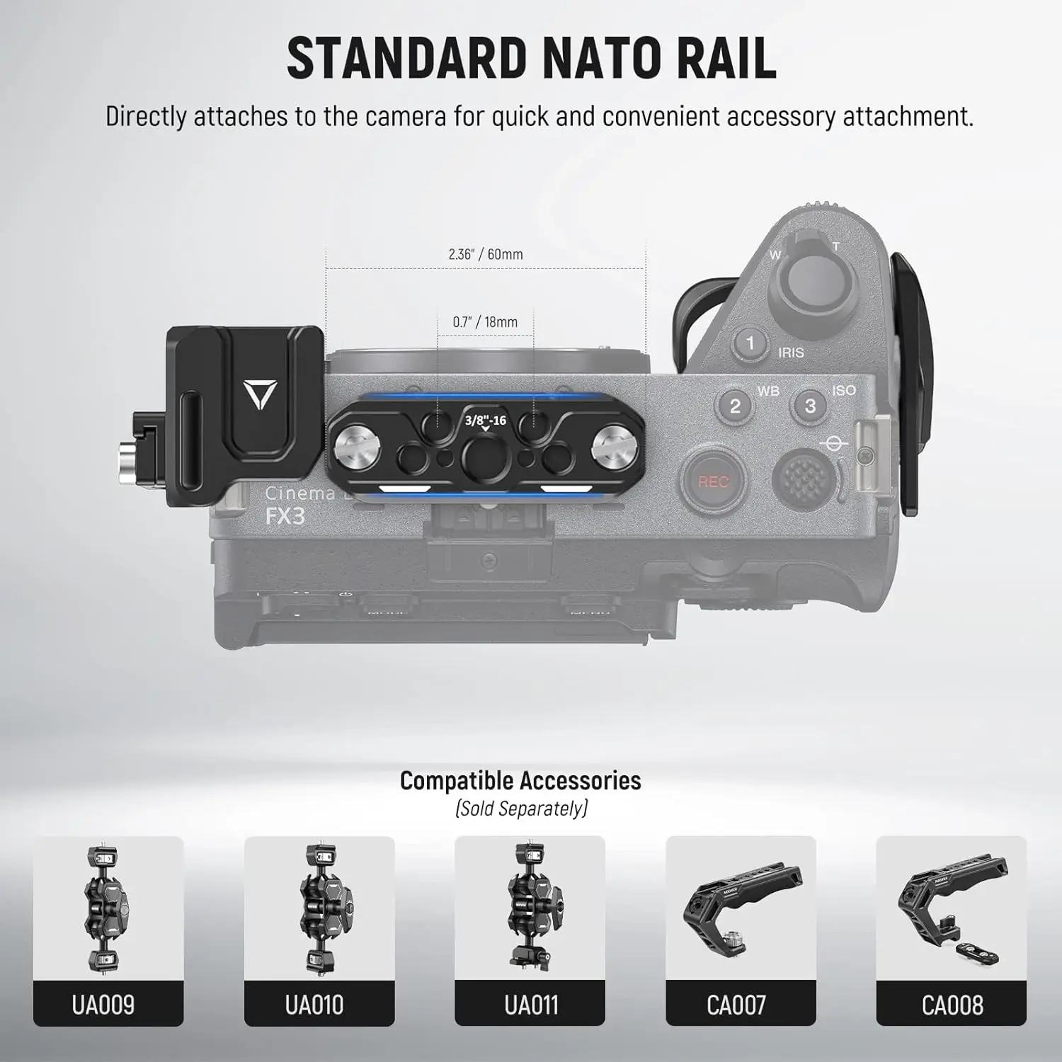 NEEWER FX3/FX30 カメラケージ ケーブルクランプ付き NATO レール 3/8 ARRI 位置決め穴 Sony FX3 FX30 オリジナル XLR ハンドル用
