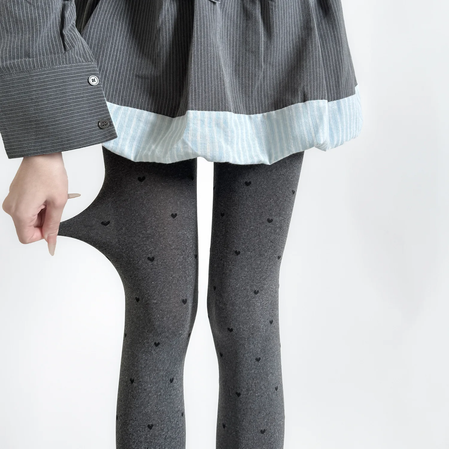 

Simple Style Grey Love Heart Patterned Pantyhose Autumn Fashion Retro Dots Hottie Sexy Tights