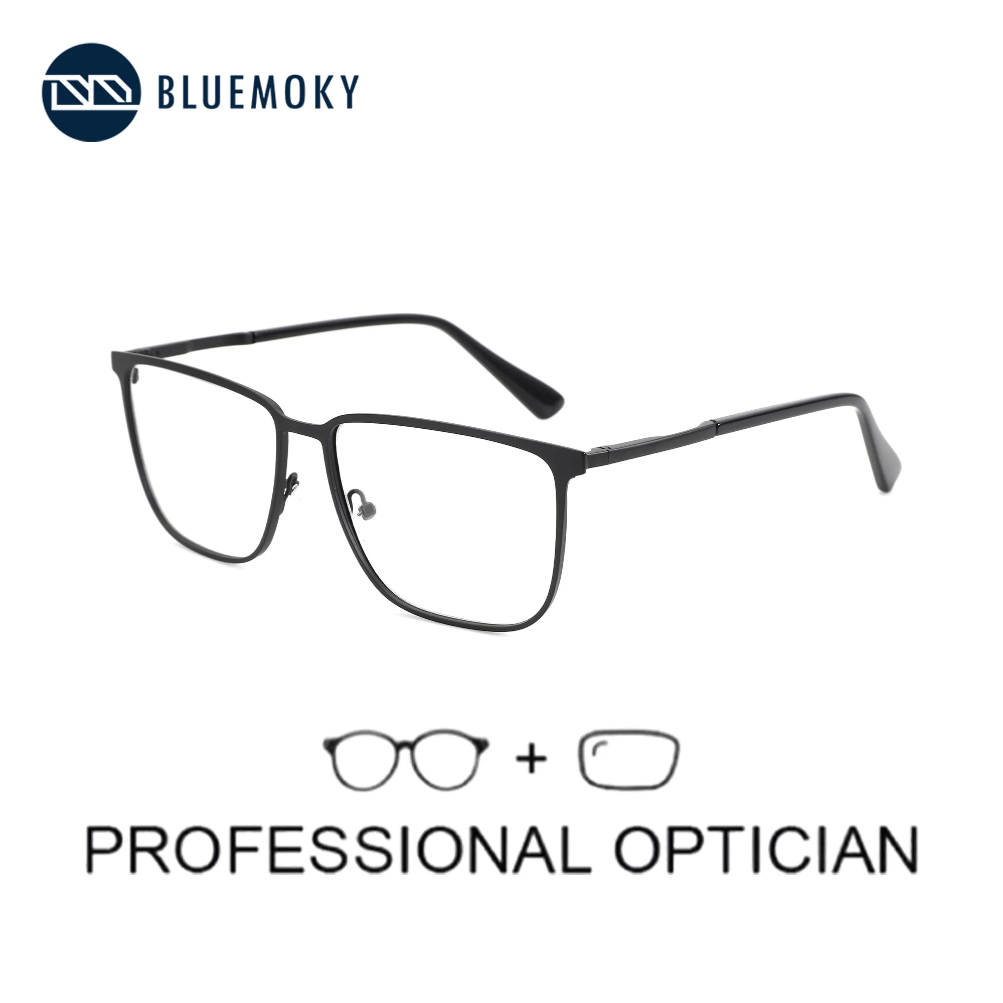 

BLUEMOKY Fashion Prescription Eyeglasses Square Men Metal Optical Glasses Myopia Hyperopia Progressive Anti-Blue Light Eyewear