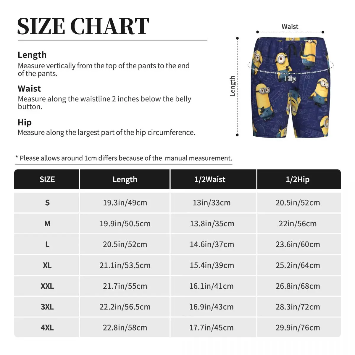 Custom Animated Comedy Movies Minions Pajama Bottoms Men's Lounge Sleep Shorts Stretch Sleepwear Pjs with Pockets