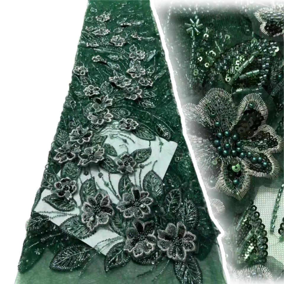 

2025 модное свадебное платье, шитье оранжевого цвета, французский тюль с блестками, кружевная ткань высокого качества, африканская нигерийская кружевная ткань с бисером AH1655