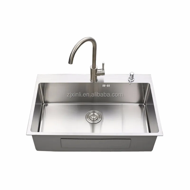 

78*50CM SUS304 Stainless Steel Above Counter Rectangular Single Bowl Kitchen Sink X26016