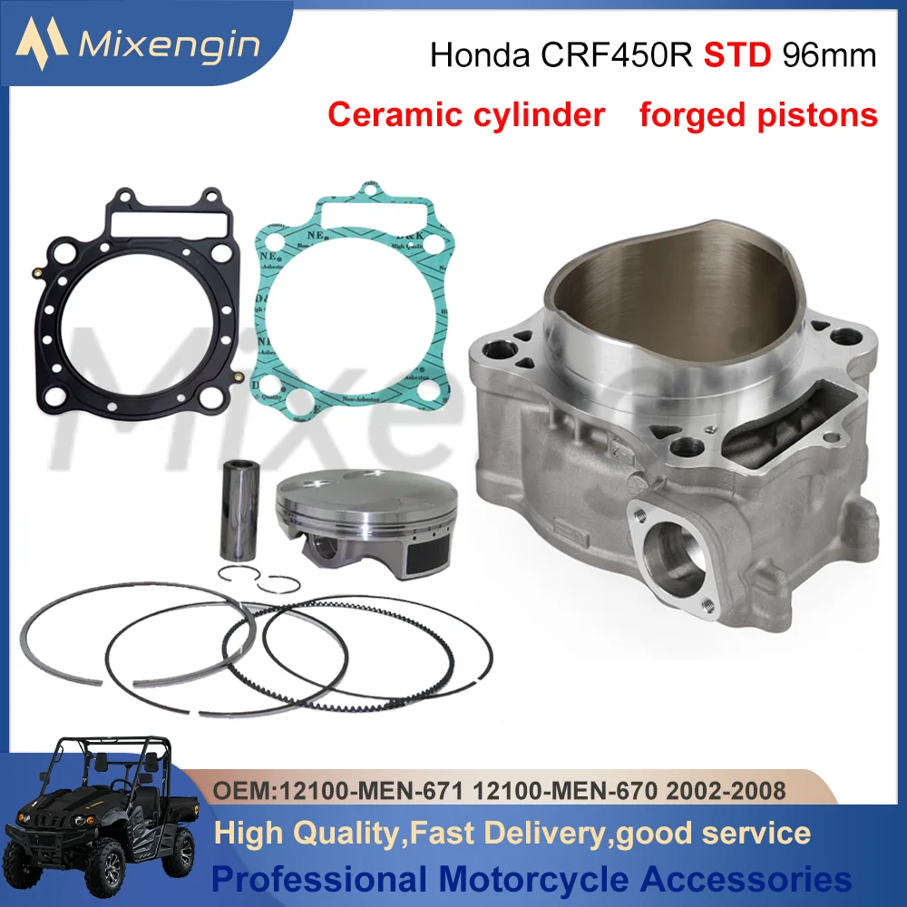STD 96mm 449cc 2002-2008 dla Honda CRF450 CRF450R 12100-MEB-670 części silnika motocykla odbuduj zestaw uszczelek tłoka cylindra
