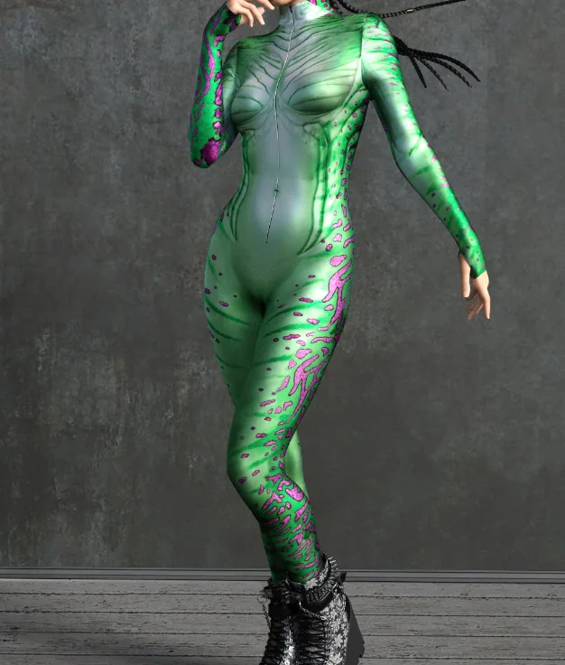 Horror-Monster Damen Cosplay Punk-Rüstungs-Jumpsuit Kostüm Elastischer Festtags-Party-Auftritts-Bodysuit Overall Zentai – Detail 27