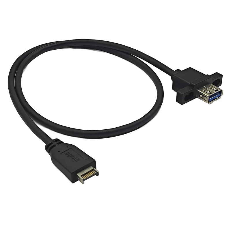 50CM 20Pin TYPE-E à USB 3.2 SEN2 10Gbps Femelle Panneau Avant Câble D'extension USB3.2 Connecteur TYPE-A avec Montage à Vis pour Bureau