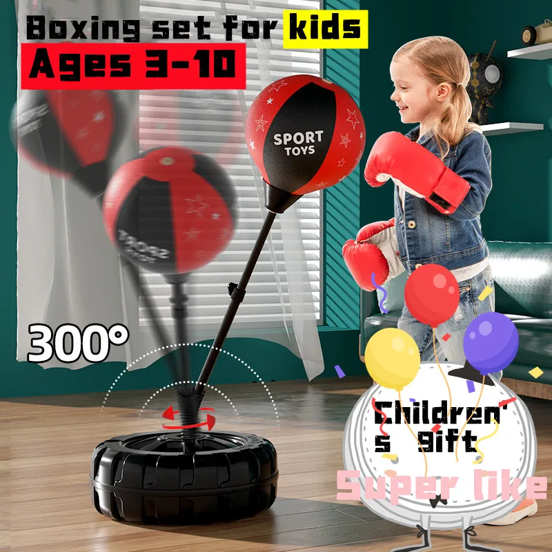 

Kids Student boxing punching bag set Tumbler upright training equipment for kids home toys for boys and girls ages 6-10