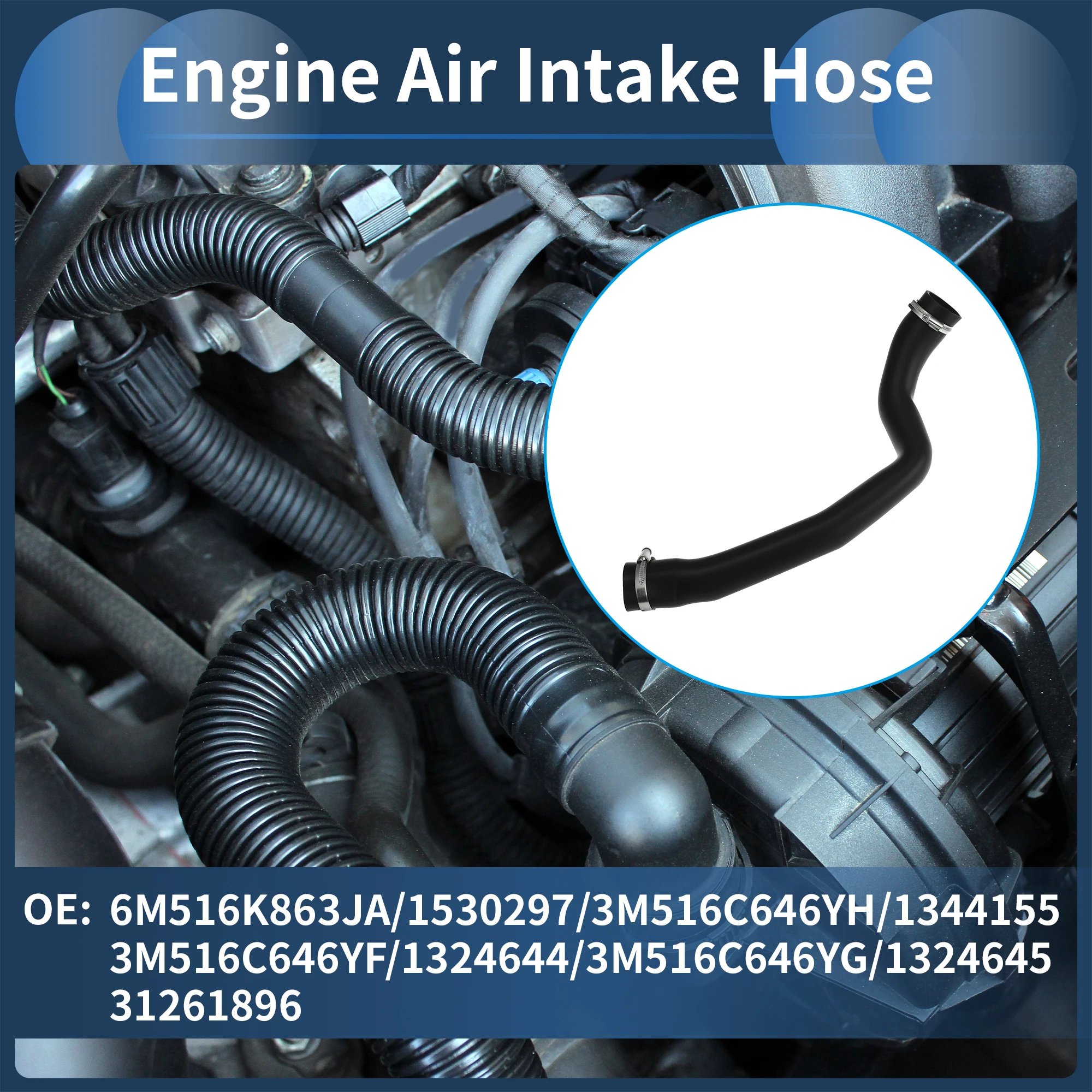 

Шланг воздухозаборника UXCELL для Volvo C30 2.0 D 06-12, правая сторона, №6M516K863JA, с зажимом