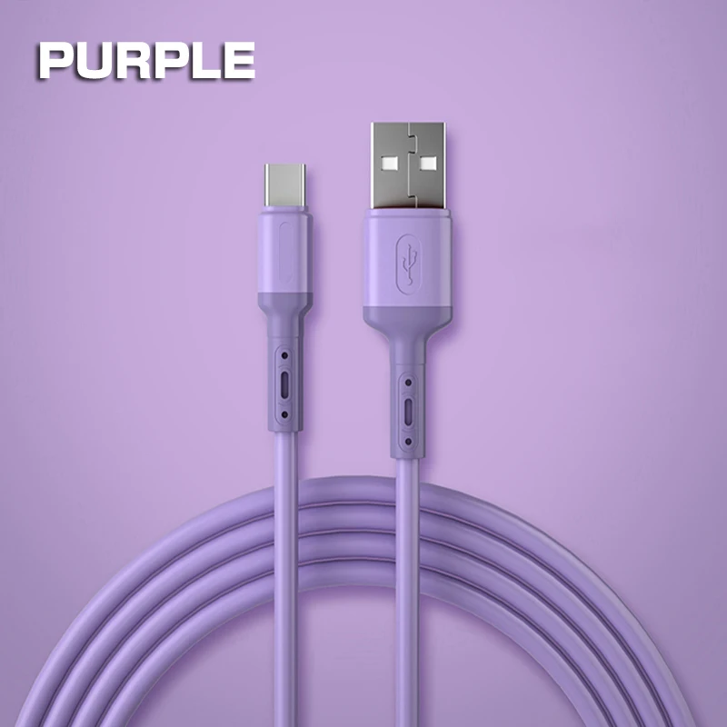 Fast Charging Cable Type C USB TYPE C Liquid Soft Silicone Data Cord For Xiaomi Huawei 1/1.5/2M Mobile Phone USB C Charger Wire