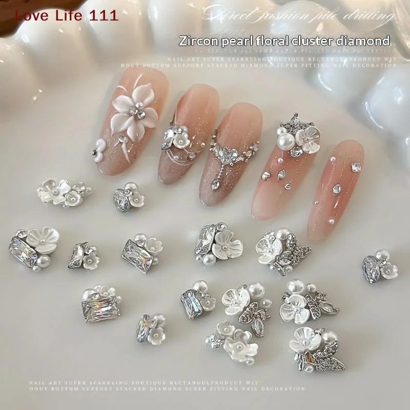 Nuovo Decorazione per Unghie con Zircone e Perla, Strass Brillante, Gioielli per Unghie, Charm Fai-da-Te, Accessori