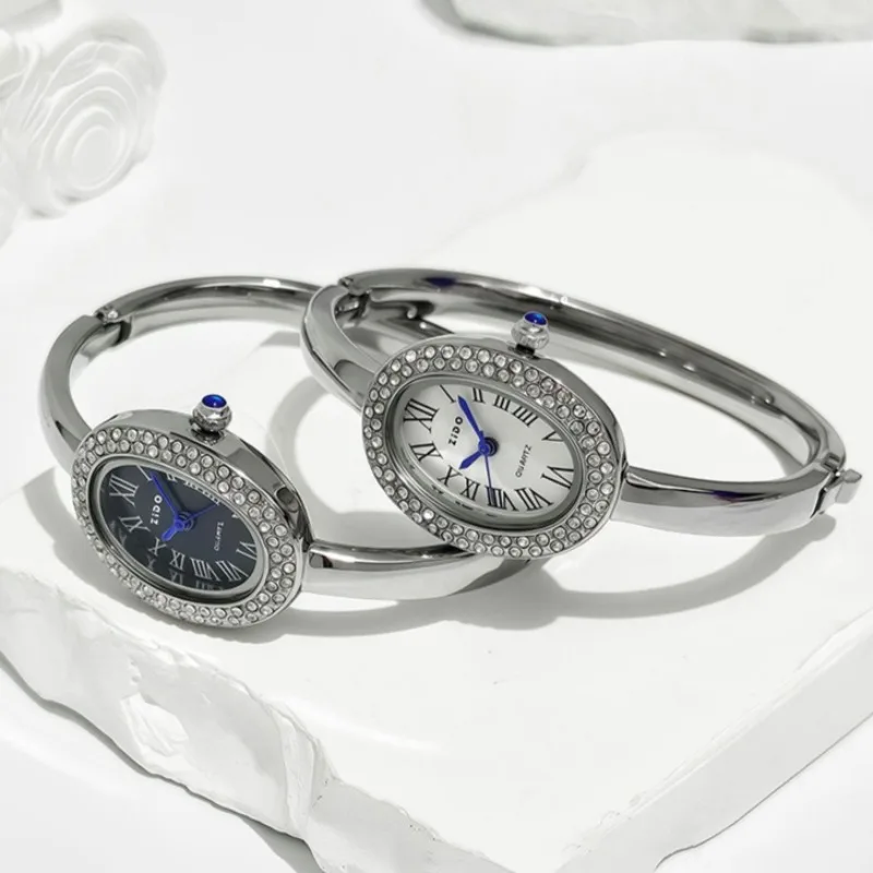 Famous Brand Gold Watch Fashion Oval Rhinestone Dial Women Bracelet Quartz Watch Luxury Wristwatches Gift Clock Dropshipping