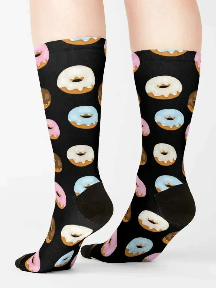 glazed donuts on black Socks floral hiking Thermal man winter winter Designer Man Socks Women's