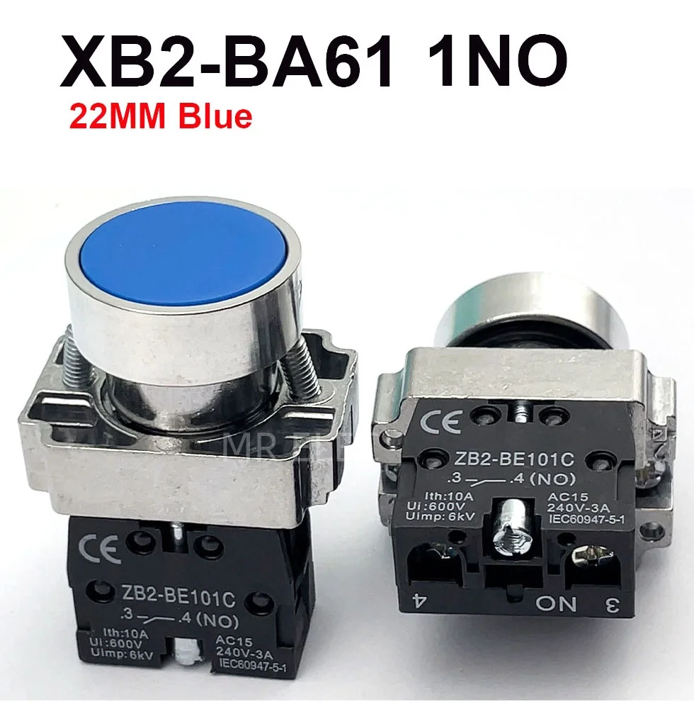 1Pcs 22mm Momentary Push button switch 10A/415V NC/NO XB2-BA11  XB2-BA21   XB2-BA31 XB2-BA42 XB2-BA51  XB2-BA61 Button switch